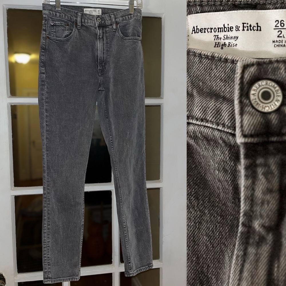 Abercrombie & Fitch Gray Skinny Jeans Women’s A&F Dark Wash Denim Jean High Rise